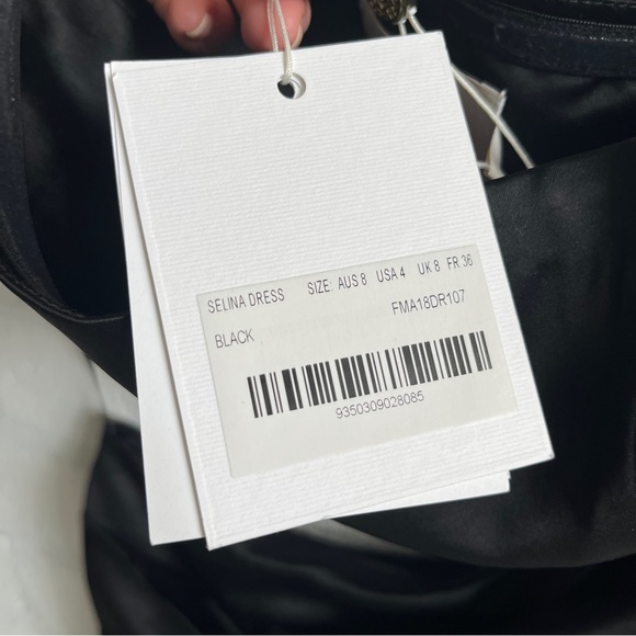 NWT Misha Selina Midi Cut Out Dress in Black Satin - Picture 7 of 7